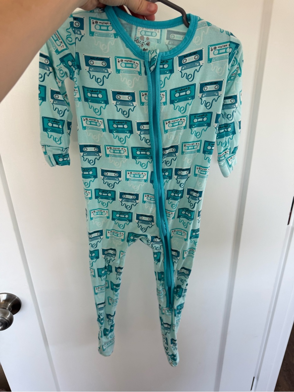 Kickee Pants Bamboo Striped Tape-Print Baby footie